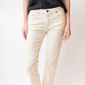 Mid Rise, Straight Winter White Corduroy Jeans